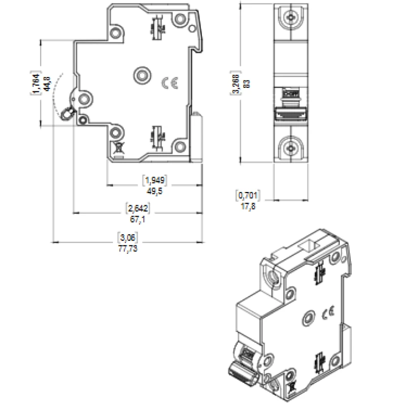DISJUNTOR MDWP-C20-1 Curva C 20A UNIPOLAR  - WEG