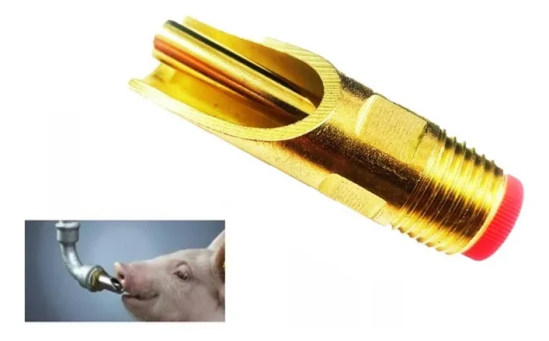 BEBEDOURO SUÍNO PORCO ADULTO MORDIDA CHUPETA LATÃO