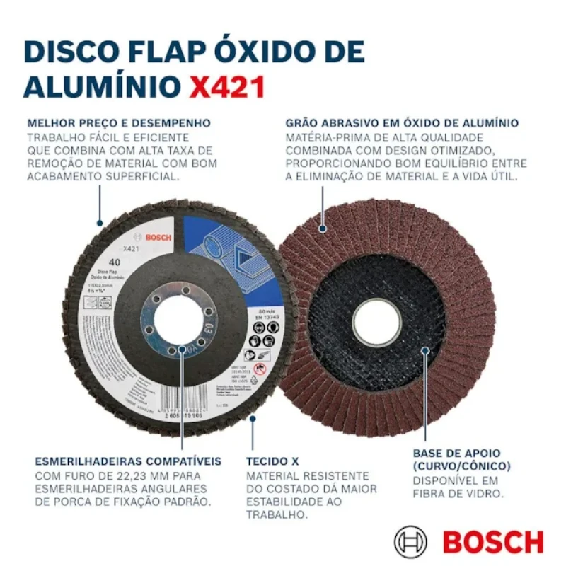 DISCO FLAP CURVO 4.1/2" GRÃO 60 115MM - BOSCH