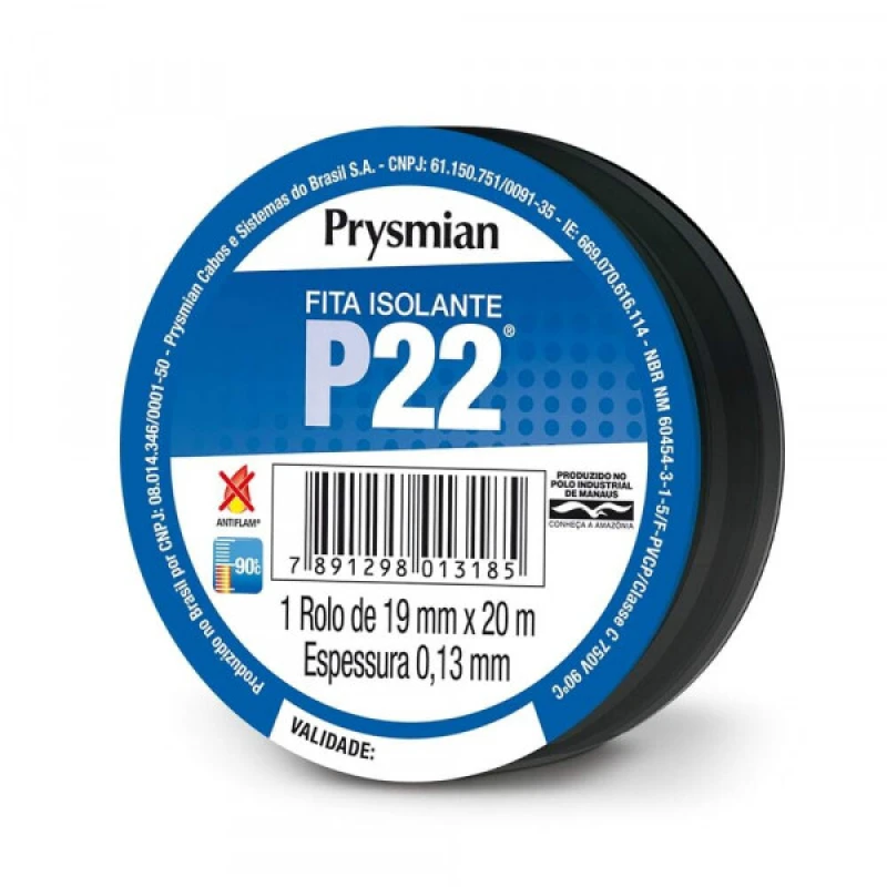 FITA ISOLANTE P22 19MMX20MM PRETO - PRYSMIAN