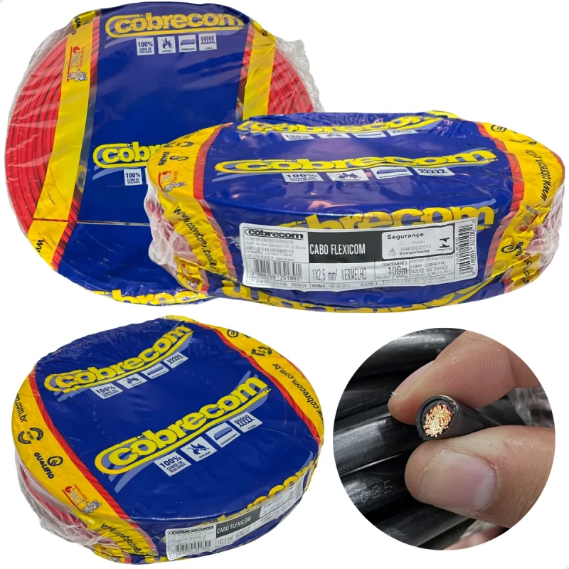 CABO FLEXÍVEL 2,5MM PRETO 750V COBRECOM - METRO