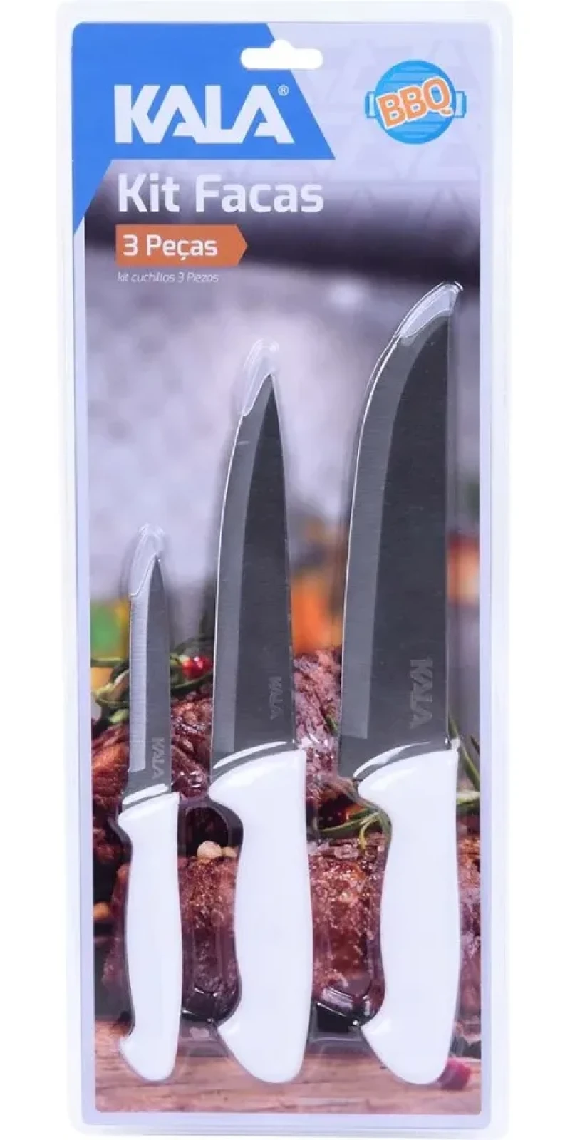 KIT FACAS COZINHA AÇO INOX 3 PEÇAS - KALA