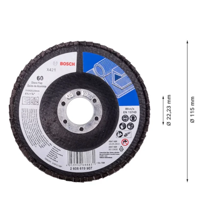 DISCO FLAP CURVO 4.1/2" GRÃO 60 115MM - BOSCH