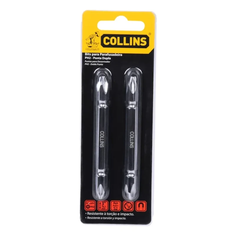 BITS PARA PARAFUSADEIRA PH2 1/4X75MM PONTA DUPLA - COLLINS